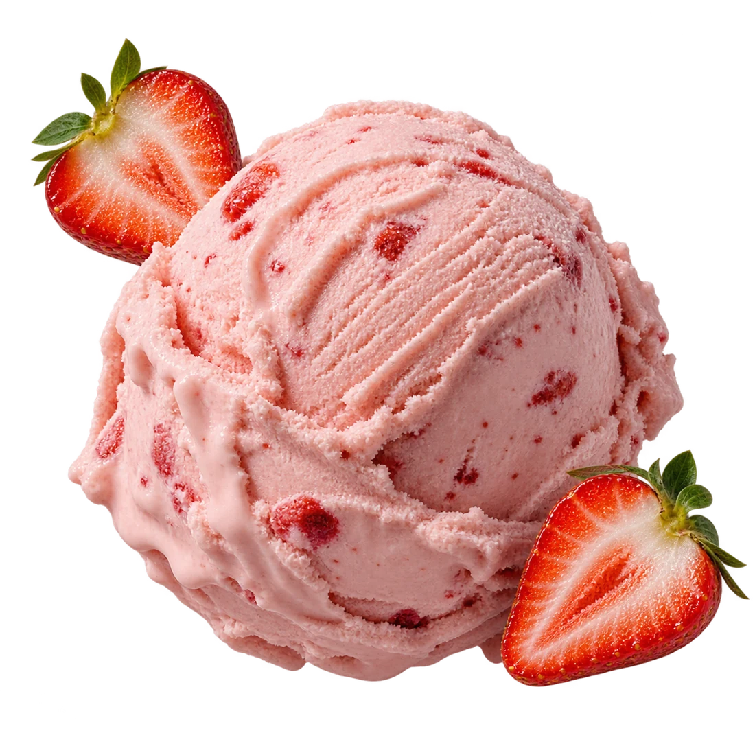 Erdbeereis mit frischen Erdbeeren